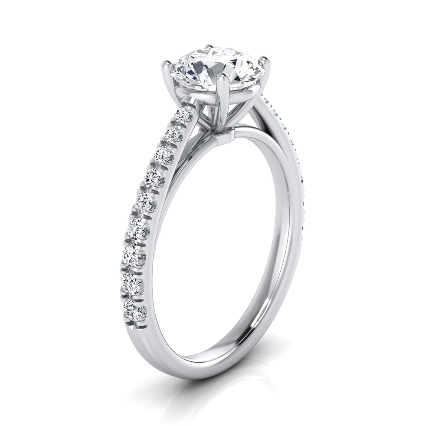 1 1/4ctw Round Diamond Classic 4 Prong Engagement Ring In 14k White Gold, Igi-certified