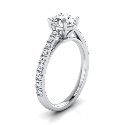 1 1/4ctw Round Diamond Classic 4 Prong Engagement Ring In 14k White Gold, Igi-certified