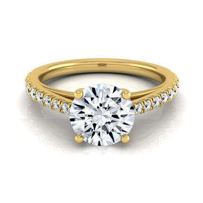 1 1/4ctw Round Diamond Classic 4 Prong Engagement Ring In 14k Yellow Gold, Igi-certified