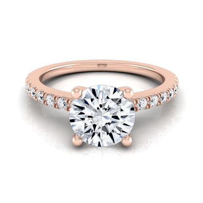 1 1/5ctw Round Center Classic Petite Split Prong Diamond Engagement Ring In 14k Rose Gold, Igi-certified