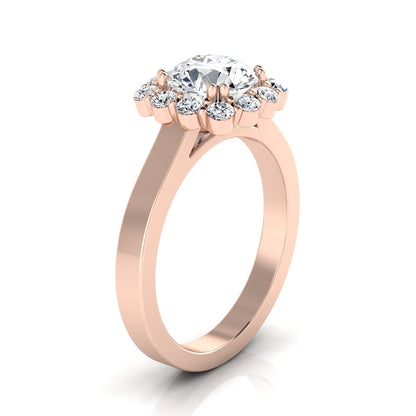 1 3/8ctw Round Diamond Halo Engagement Ring In 14k Rose Gold, Igi-certified