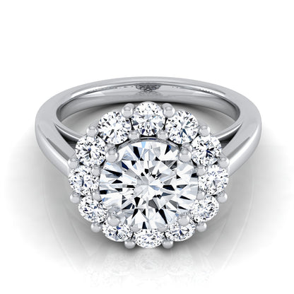 1 4/5ctw Round Diamond Prong-set Halo Engagement Ring In 14k White Gold, Igi-certified