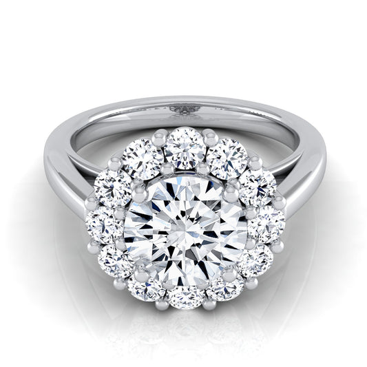 1 4/5ctw Round Diamond Prong-set Halo Engagement Ring In 14k White Gold, Igi-certified