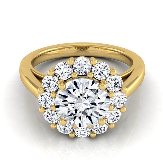 1 4/5ctw Round Diamond Prong-set Halo Engagement Ring In 14k Yellow Gold, Igi-certified