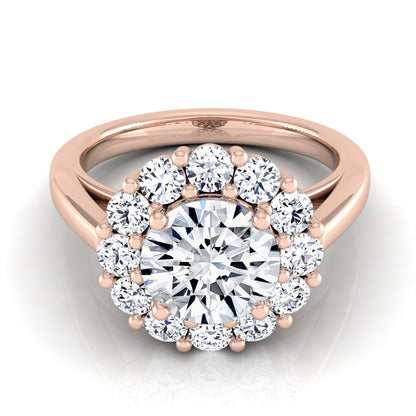 1 4/5ctw Round Diamond Prong-set Halo Engagement Ring In 14k Rose Gold, Igi-certified