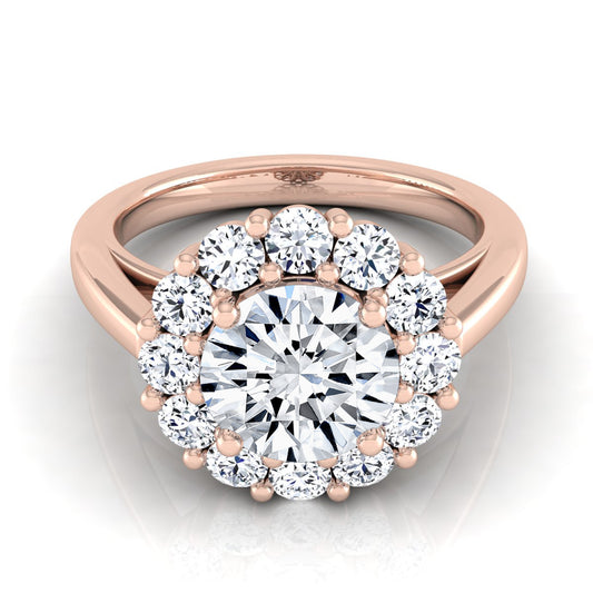 1 4/5ctw Round Diamond Prong-set Halo Engagement Ring In 14k Rose Gold, Igi-certified