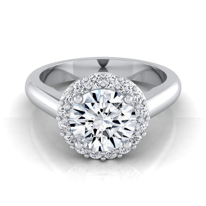 1 1/5ctw Round Diamond Classic Halo Engagement Ring In 14k White Gold, Igi-certified