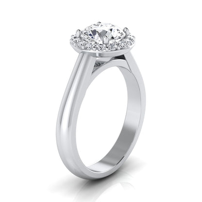 1 1/5ctw Round Diamond Classic Halo Engagement Ring In 14k White Gold, Igi-certified