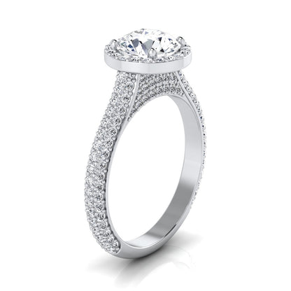 1 4/5ctw Round Diamond Pave Engagement Ring With Triple Row Shank In 14k White Gold, Igi-certified