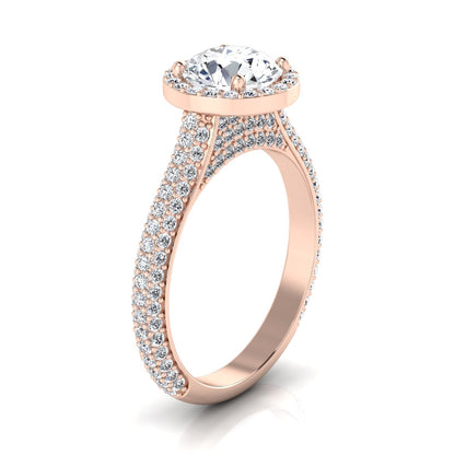 1 4/5ctw Round Diamond Pave Engagement Ring With Triple Row Shank In 14k Rose Gold -, Igi-certified