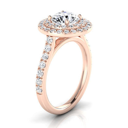 1 3/4ctw Round Diamond Double Entourage Engagement Ring In 14k Rose Gold, Igi-certified