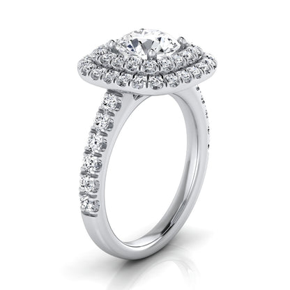 1 9/10ctw Round Diamond Double Entourage Engagement Ring With Pave Shank In 14k White Gold, Igi-certified