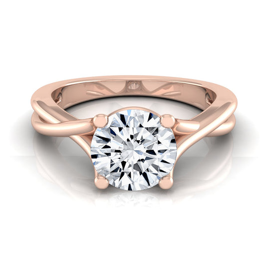 1ct Round Diamond Solitaire Engagement Ring With Trellis Basket In 14k Rose Gold, Igi-certified