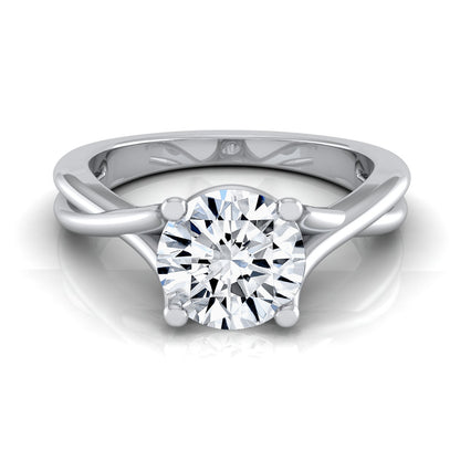 1ct Round Diamond Solitaire Engagement Ring With Trellis Basket In 14k White Gold, Igi-certified