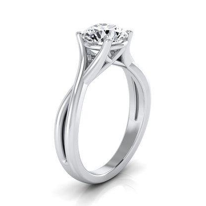 1ct Round Diamond Solitaire Engagement Ring With Trellis Basket In 14k White Gold, Igi-certified