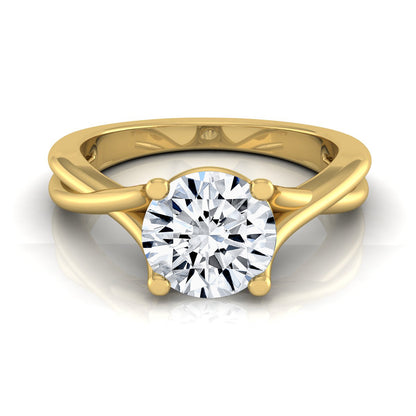 1ct Round Diamond Solitaire Engagement Ring With Trellis Basket In 14k Yellow Gold, Igi-certified