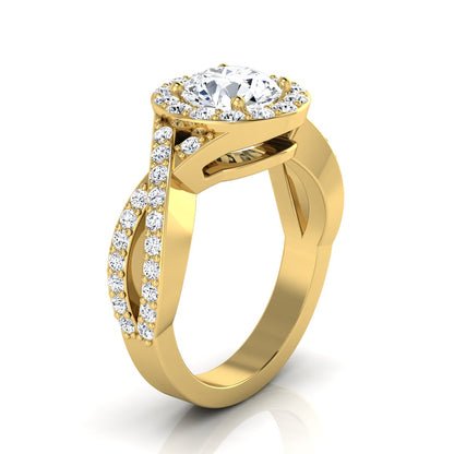 1 3/4ctw Round Diamond Halo Engagement Ring With Infinity  Shank In 14k Yellow Gold, Igi-certified