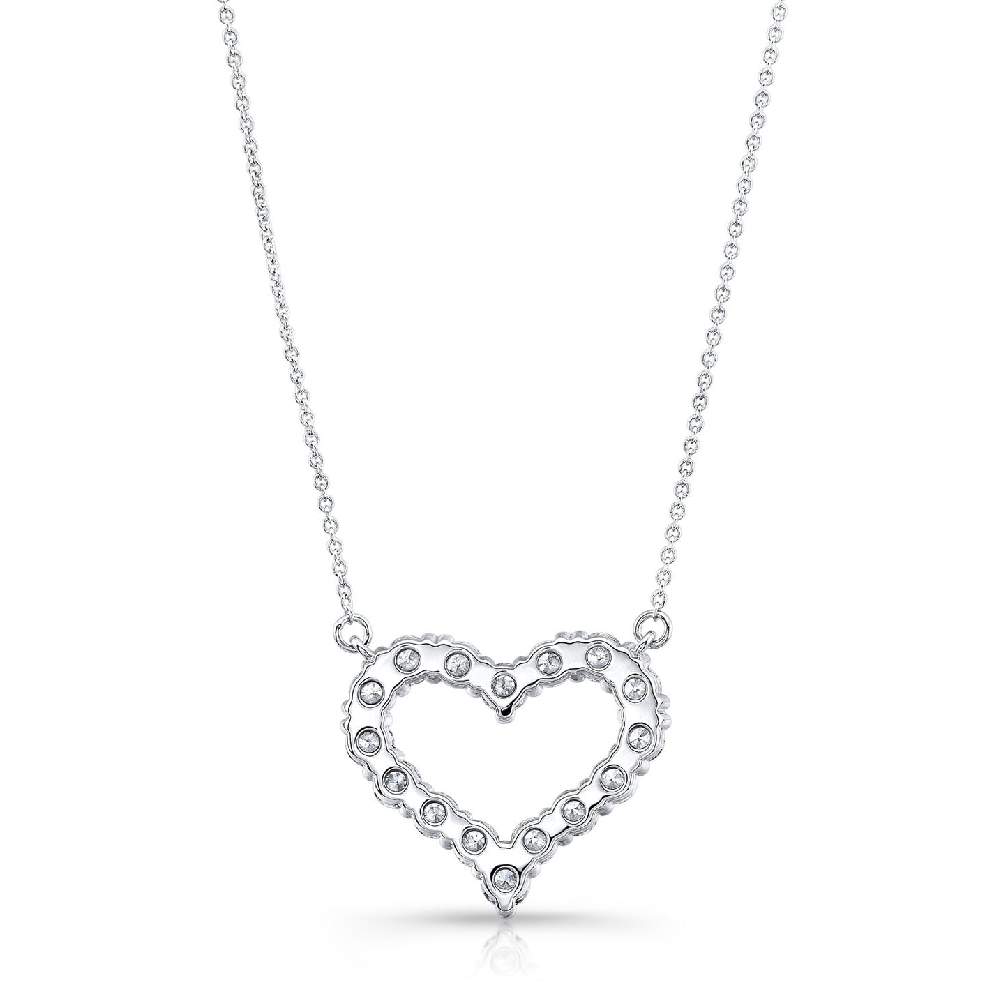 Diamond Prong-set Heart Necklace In 14k White Gold
