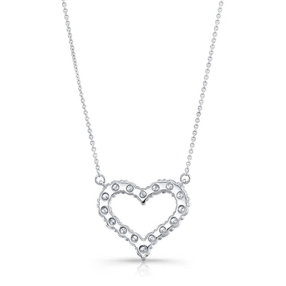 Diamond Prong-set Heart Necklace In 14k White Gold