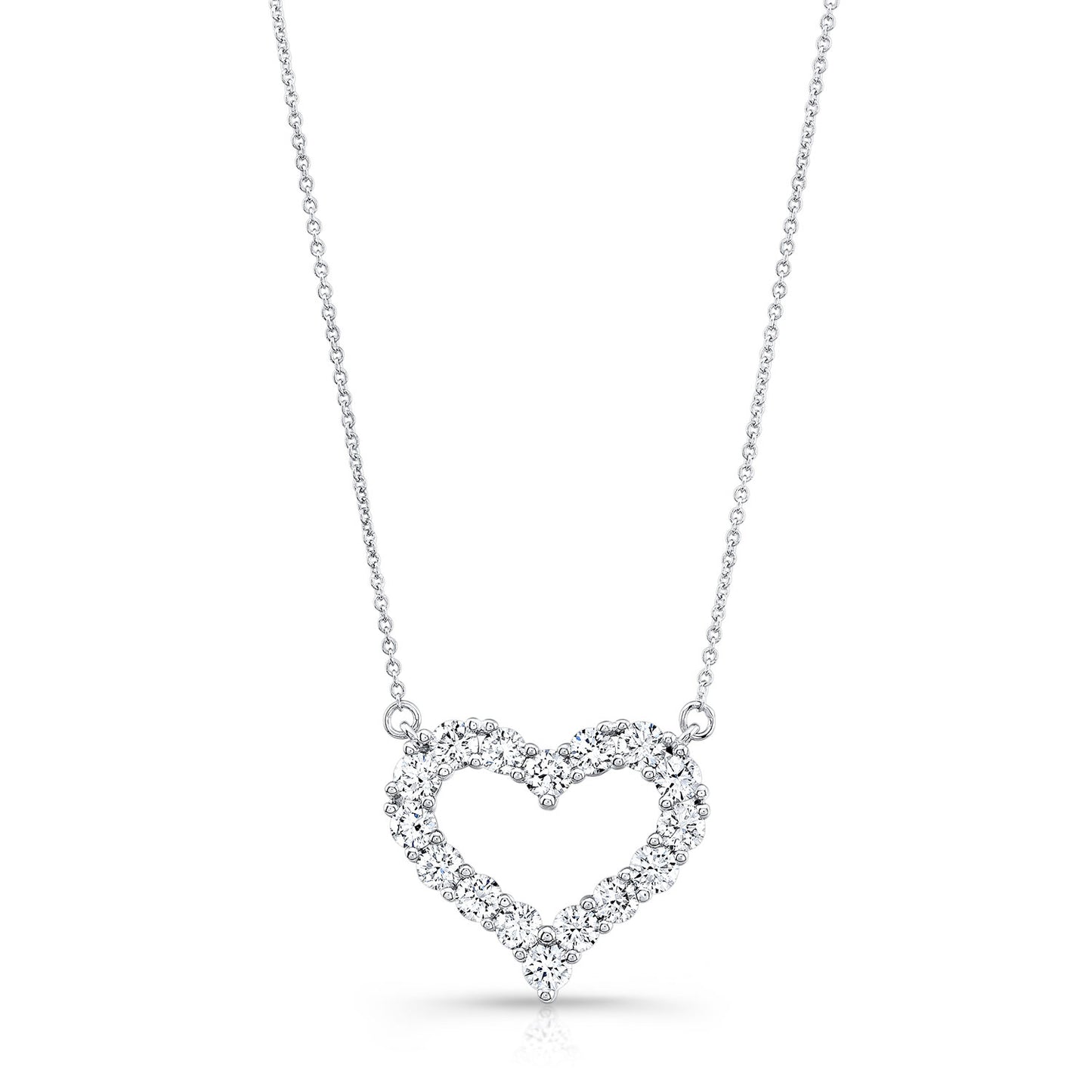 Diamond Prong-set Heart Necklace In 14k White Gold