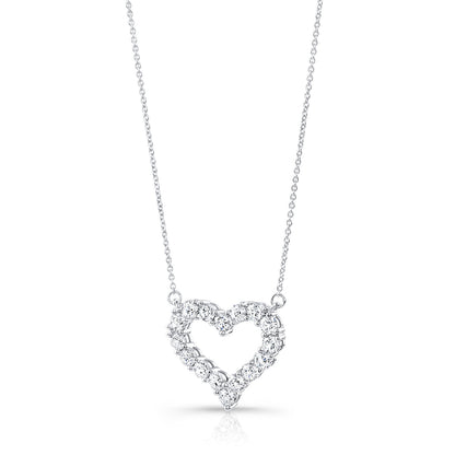 Diamond Prong-set Heart Necklace In 14k White Gold