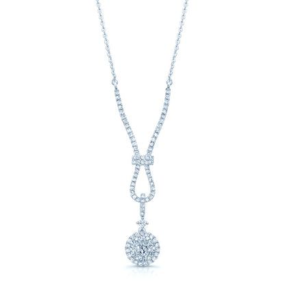 Diamond Cluster Riata Necklace In 14k White Gold