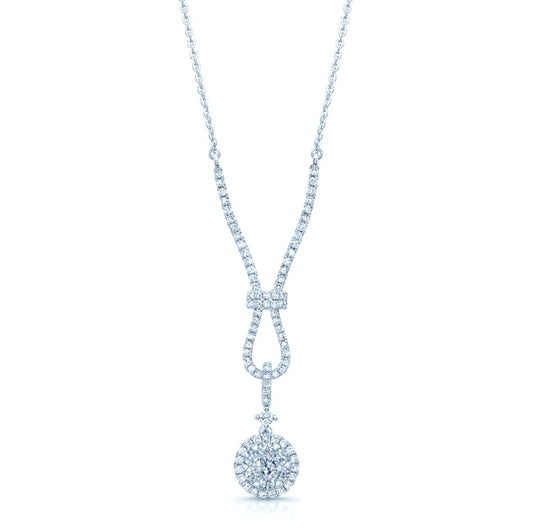 Diamond Cluster Riata Necklace In 14k White Gold