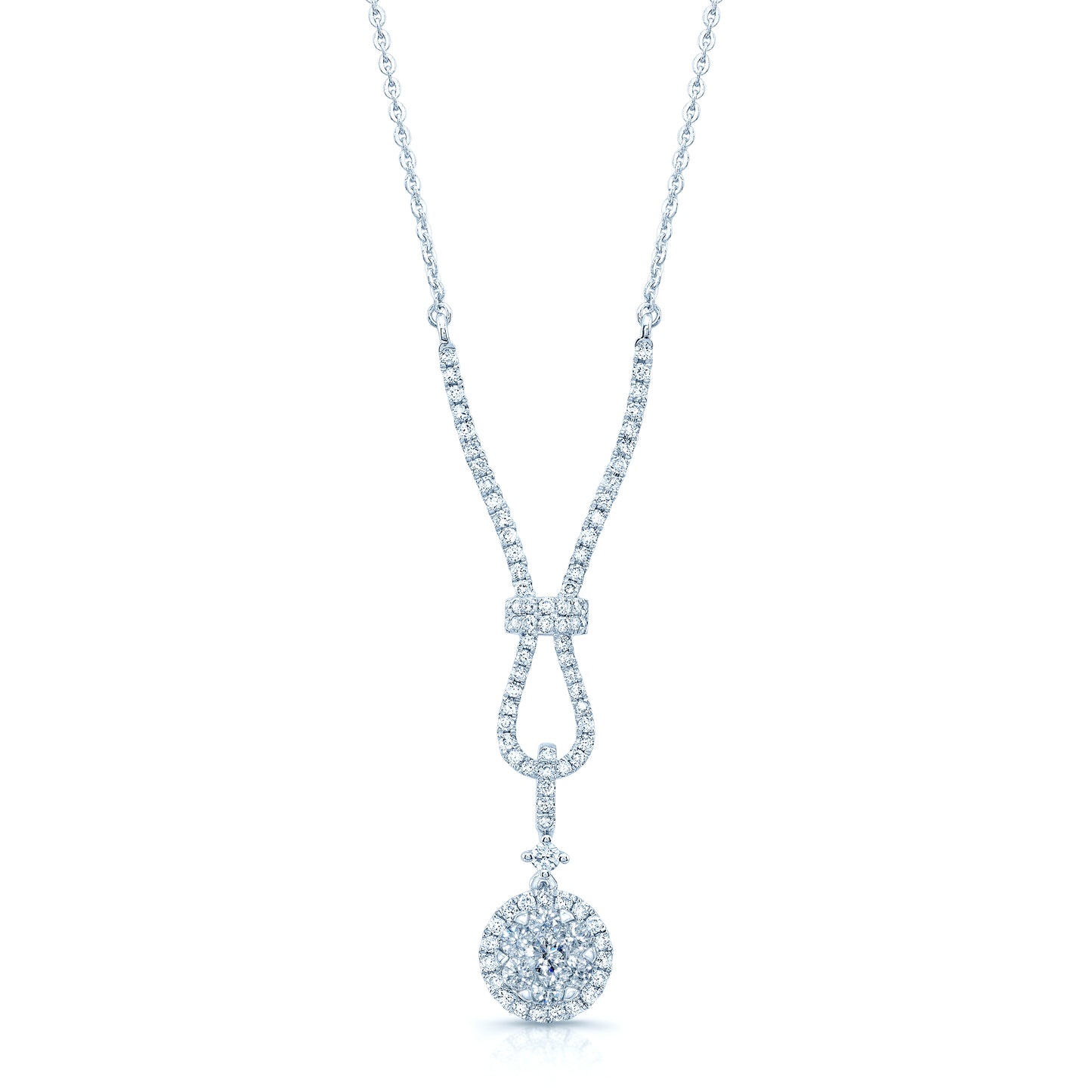 Diamond Cluster Riata Necklace In 14k White Gold