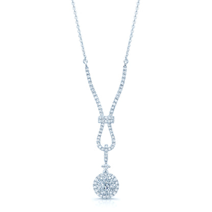 Diamond Cluster Riata Necklace In 14k White Gold