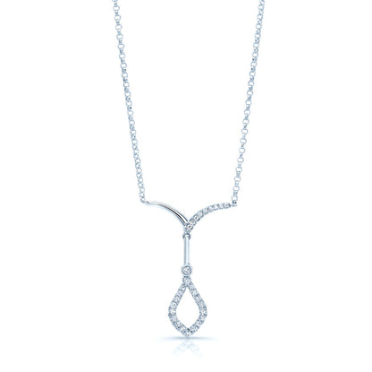 Open Kite Diamond Drop Necklace In 14k White Gold 18 Inch Length