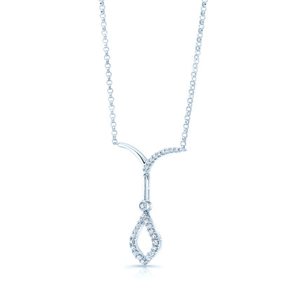 Open Kite Diamond Drop Necklace In 14k White Gold 18 Inch Length