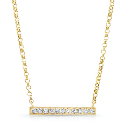 Diamond Bar Necklace In 14k Yellow Gold