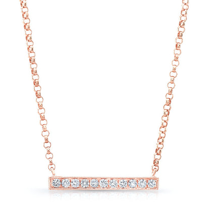Diamond Bar Necklace In 14k Rose Gold