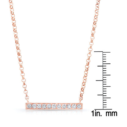 Diamond Bar Necklace In 14k Rose Gold