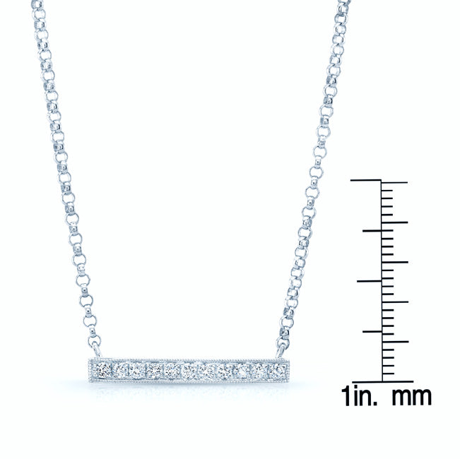 Diamond Bar Necklace In 14k White Gold 16 Inch Length