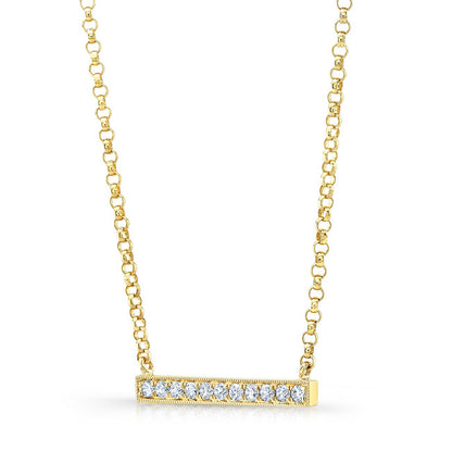 Diamond Bar Necklace In 14k Yellow Gold