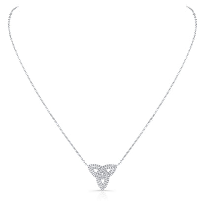 Diamond Trinity Knot Necklace In 14k White Gold 3/8ctw 18 Inch Length