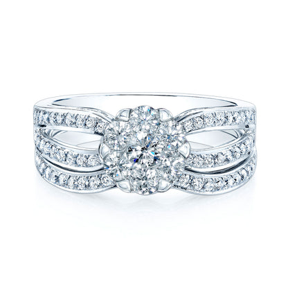 Diamond Contoured Band With Milgrain In 14k White Gold