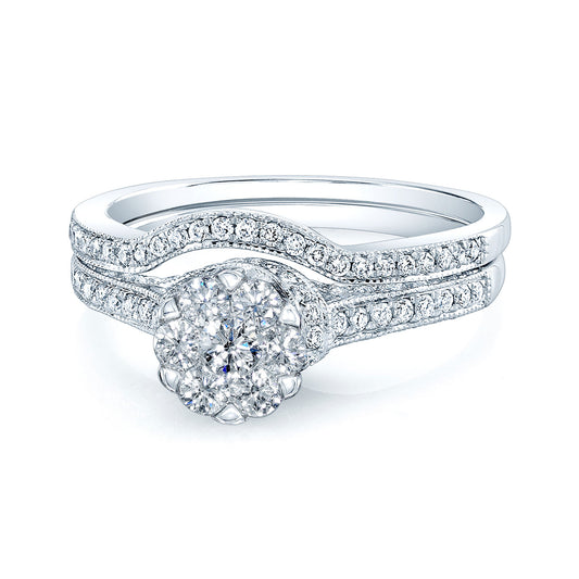 Diamond Filligree Trellis Wed Set in 14K White Gold | Carl K. Gumpert