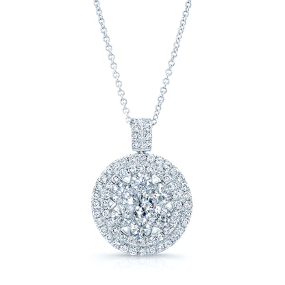 Diamond Cluster Shield Pendant In 14k White Gold 2.25ctw