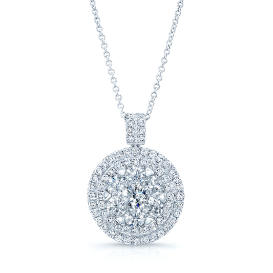 Diamond Cluster Shield Pendant In 14k White Gold 2.25ctw