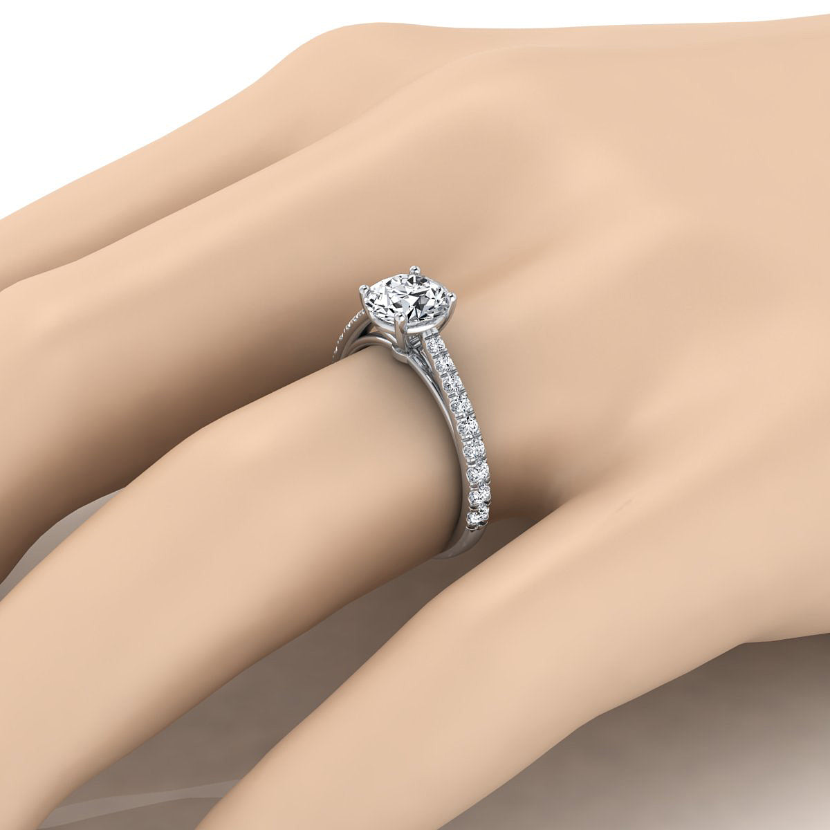1 1/4ctw Round Diamond Classic 4 Prong Engagement Ring In 14k White Gold, Igi-certified