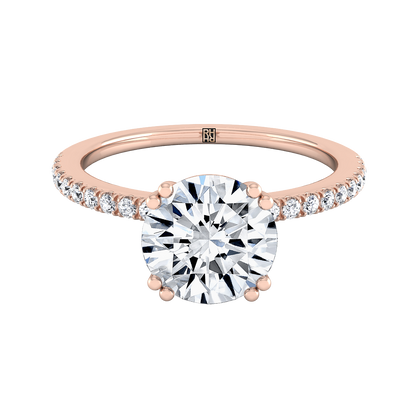 1 1/4ctw Round Diamond Double Row Engagement Ring With Micro U Set Pave In 14k White Gold, Igi-certified