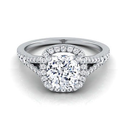 Cushion Cut Diamond Halo Engagement Ring with Scroll Gallery in 18K White Gold, Center 1.41ct Cushion Cut Diamond J/Vs1, Gia 2344772436, Client: Con.