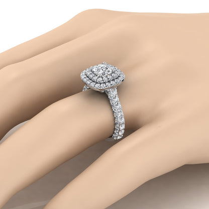 Bold & Fancy Double Halo French Pave Engagement Ring-2ctw, Client: Philip Shultz in 14K White Gold | Carl K. Gumpert