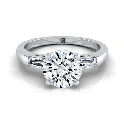 Three Stone Tapered Baguette Semi Engagement Ring Rd 3.18ct Sz in Platinum | Carl K. Gumpert