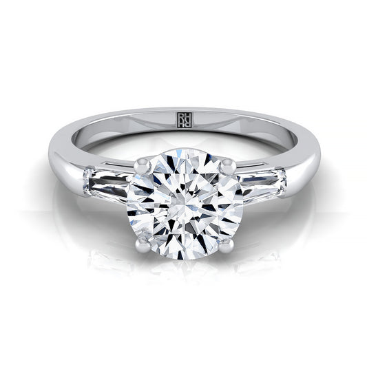 Three Stone Tapered Baguette Semi Engagement Ring Rd 3.18ct Sz in Platinum | Carl K. Gumpert