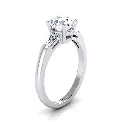 Three Stone Tapered Baguette Semi Engagement Ring Rd 3.18ct Sz in Platinum | Carl K. Gumpert