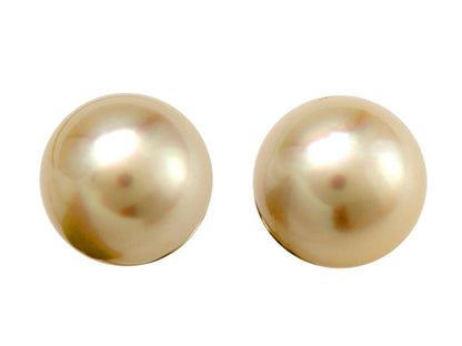 Golden South Sea Pearl Stud Earrings In 14k Yellow Gold (9.5-10mm)