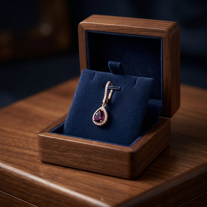 18k Rose Gold Rhodolite Garnet And Diamond Earrings — gift presentation